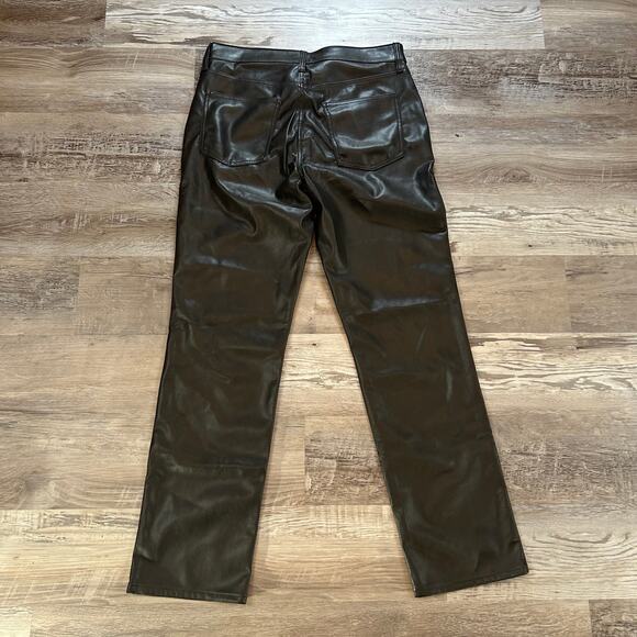 GAP Faux Leather Pants ’90s Straight High Rise Brown NWT Size 31 / 12R - Picture 4 of 7